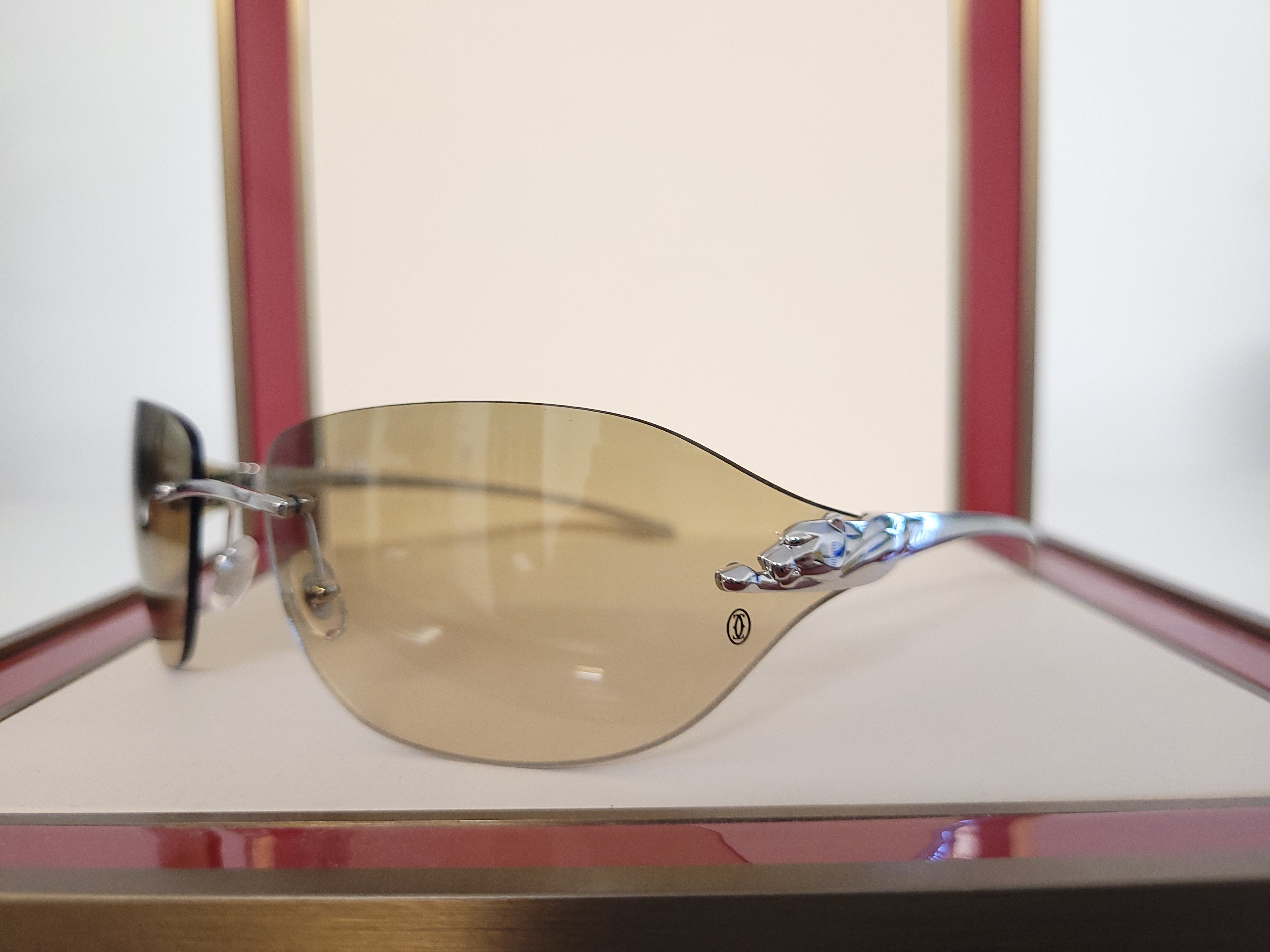 Sunglasses Cartier Tank - M Platinum Finish Green Lenses